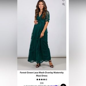 Pink Blush Forest Green maternity dress